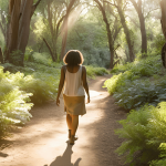 A serene forest pathway with sunlight streaming through the trees, symbolizing peace and healing through nature.
