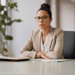 A professional man and woman working together in an office setting, symbolizing the challenges of managing divorce in the workplace.