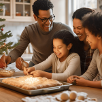 A family enjoying a fun activity together, representing the joy of creating new traditions after divorce.