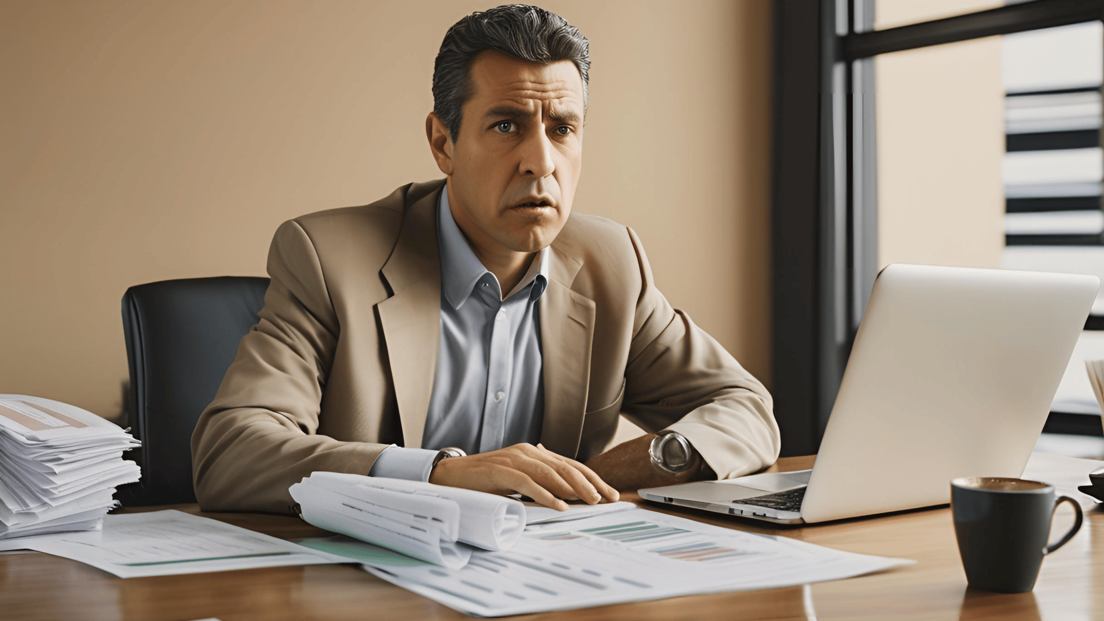 Business owner managing financial documents during a divorce.