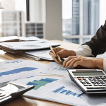 A forensic accountant analyzing financial documents during a divorce case.