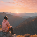 A person sitting on a mountaintop at sunrise, symbolizing hope and healing after unmarried separation.